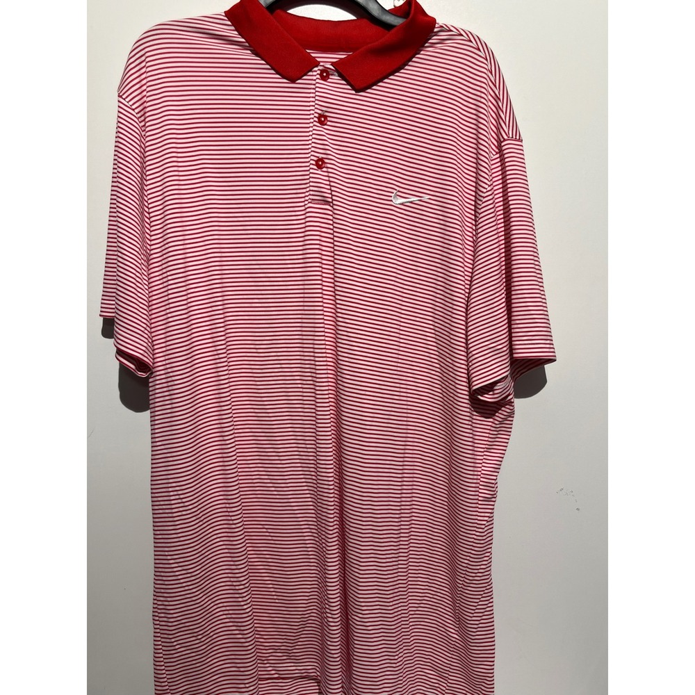 Nike Golf Mens Red White Striped Short Sleeve Polo Shirt Size XL